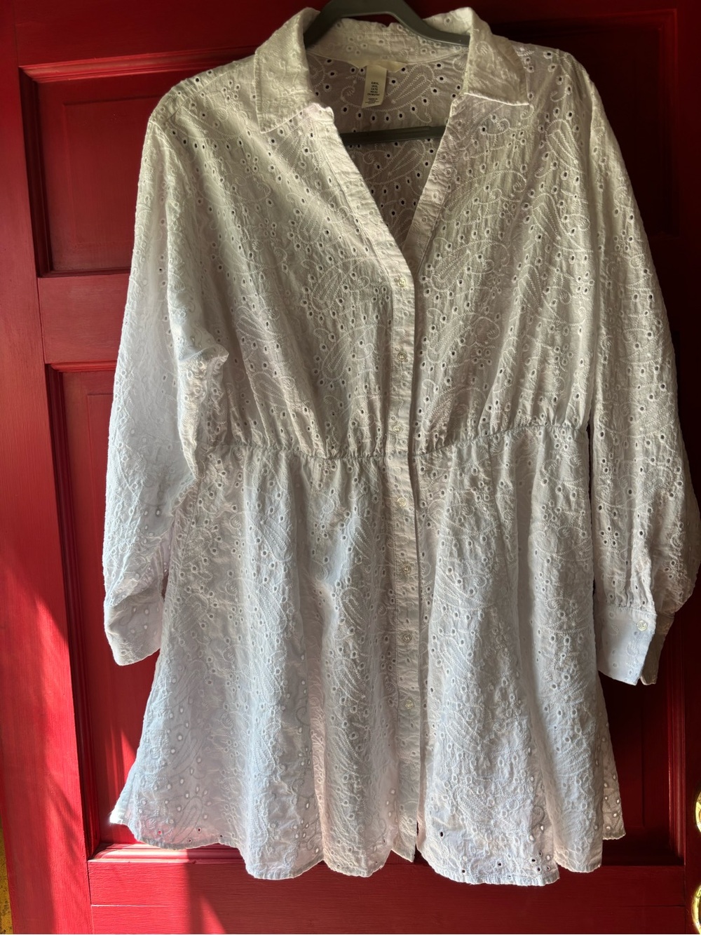 White Eyelet Button-Front Women’s Dress